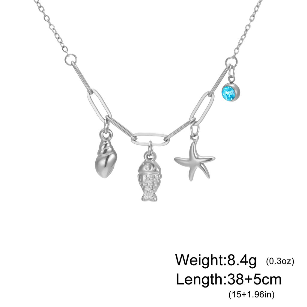 Cazador Sea Fish Conch Starfish Necklaces for Women 2026 Jewelry Stainless Steel Choker Bohemian Birthday Gift Wholesale