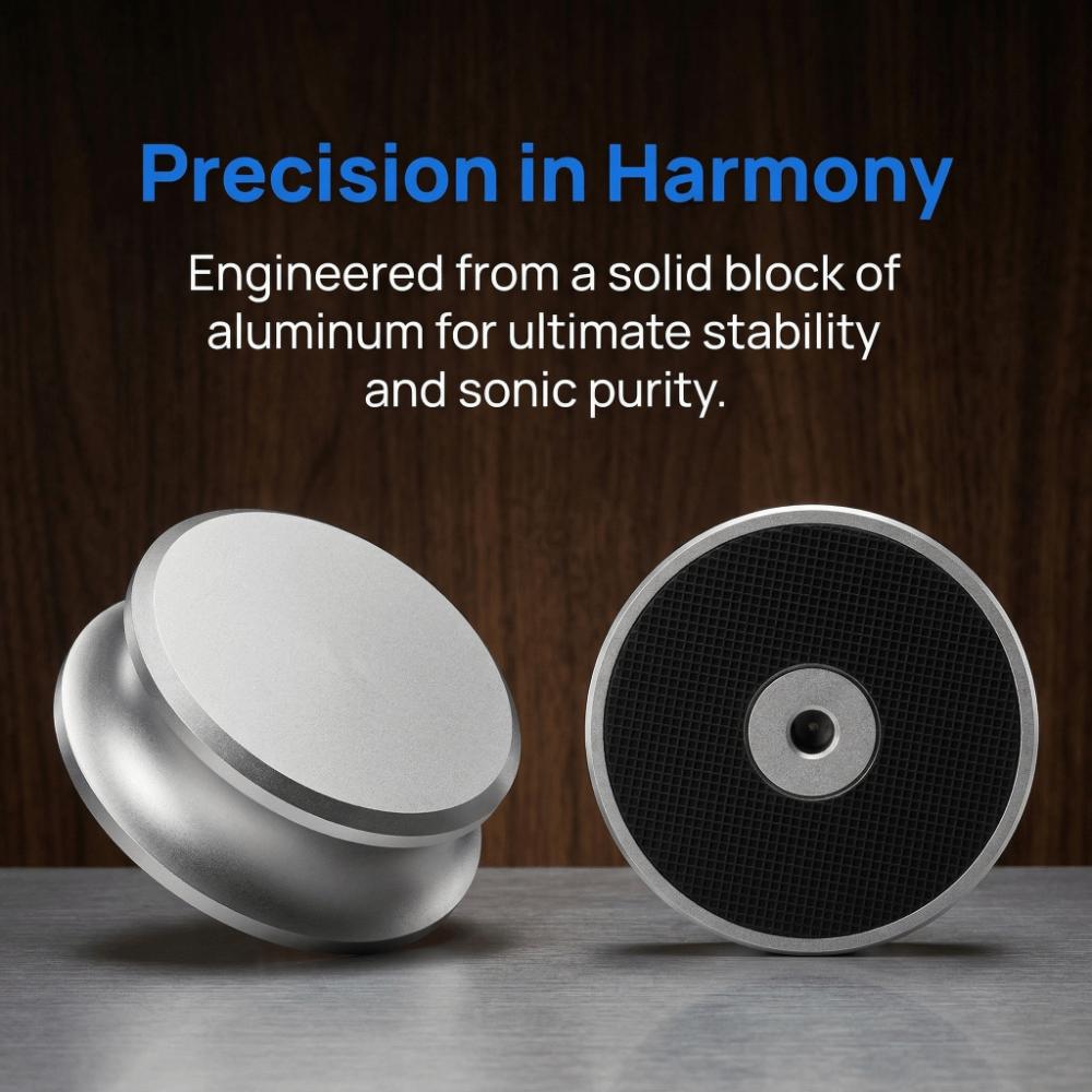 Aluminum Turntable Clamp Silicone Base Record Weight Stabilizer Turntable