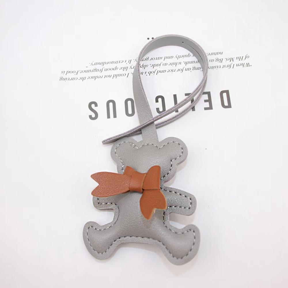 Soft PU Leather Keyring Car Key Holder Cartoon Bag Pendant Bow Bear Keychain Hanging Accessory