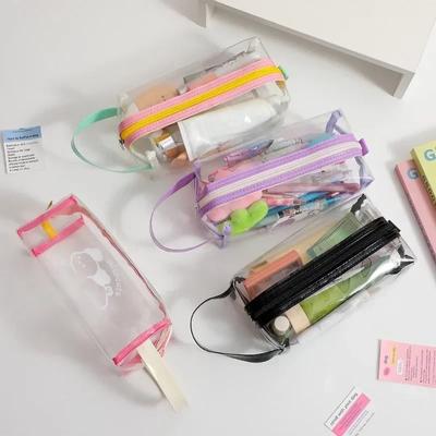 Милая косметичка для девочек, дорожная сумка для туалетных принадлежностей, пенал из ПВХ, водонепроницаемый прозрачный чехол для ручек, канцелярские принадлежности для студентов