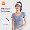Juyitang High Elastic Slim Fit Short-Sleeve Yoga Top (Bra-Free)
