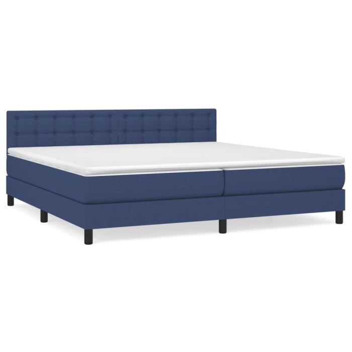 3140407 vidaXL Divan Bed with Mattress Blue 200x200 Cm Fabric