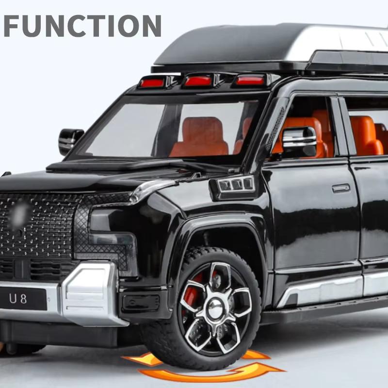1:24 BYD U8 SUV Off-road Vehicle Alloy Micro Car Die-cast Metal Scale Car Model Sound and Light Children's Toy Boy Collection Ornaments