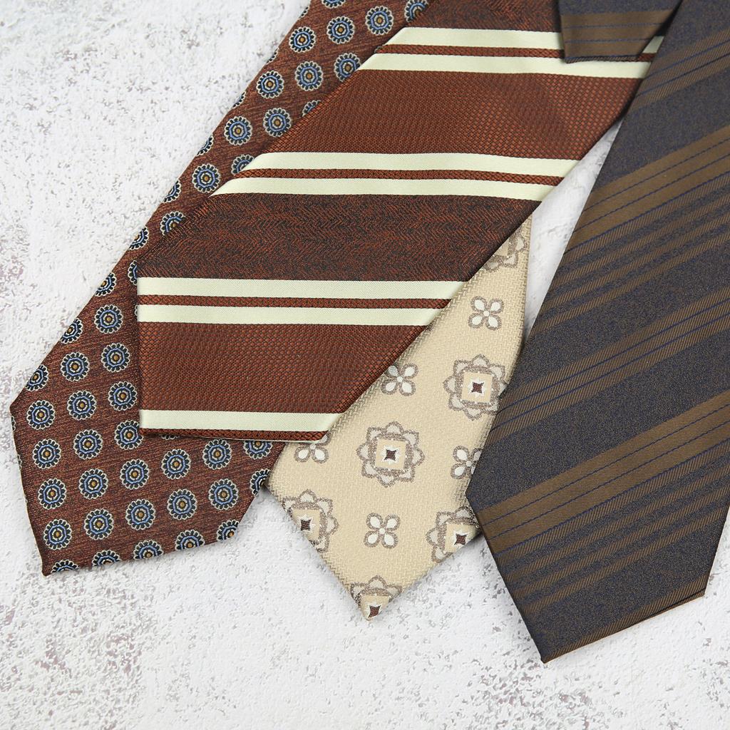 Maillard Color Style 8Cm Casual Dress Business Tie Men'S Retro Beige Coffee Champagne