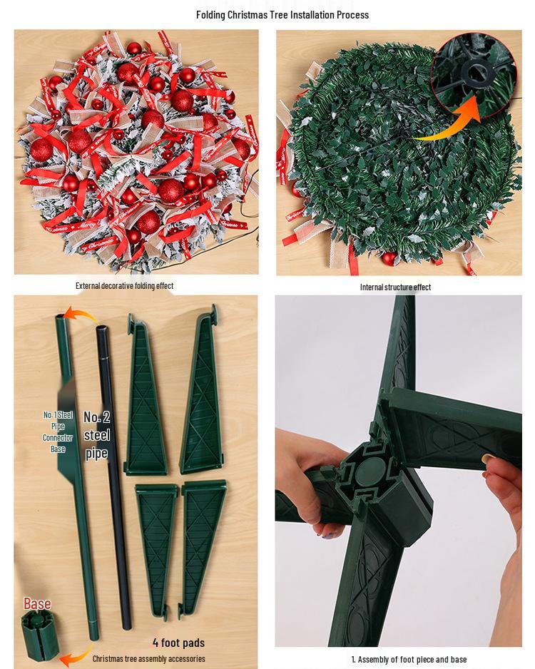 Пушистая складная заснеженная рождественская елка: Плотная напольная декорация для дома и торгового центра
