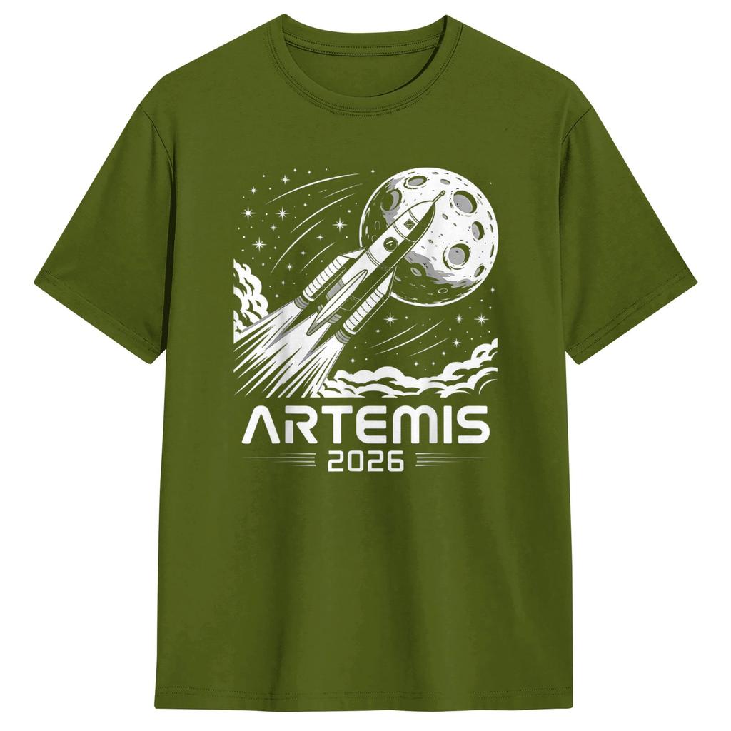 Harajuku T Shirt Beach Artemis Launch to The Moon Hipster T Shirts Cotton Tshirt for Unisex Y2K Fun Short Sleeve Tees