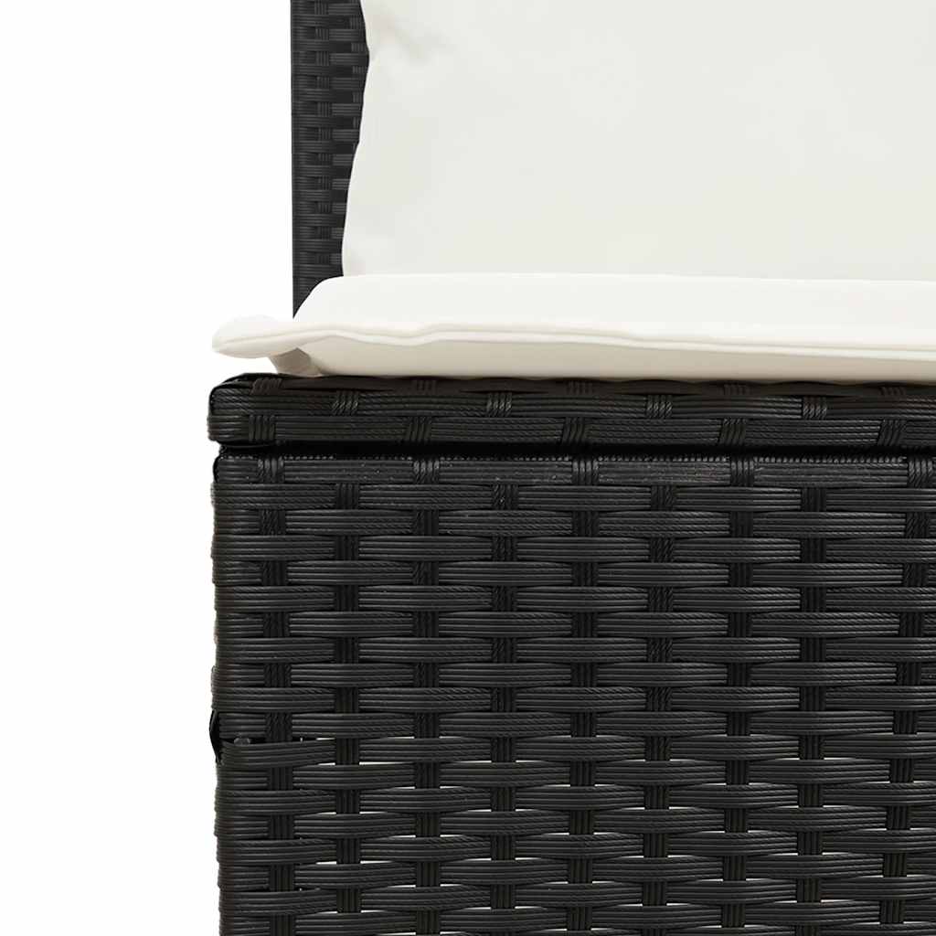 3 Piece Outdoor Dining Set with Cushions Black Poly Rattan
