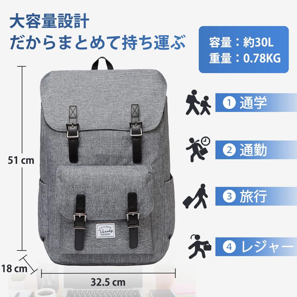 Рюкзак для VASCHY Большая вместимость Бизнес Рюкзак для ПК Сумка для старшей школы колледжа дюймовый ПК угольно-серый для мужчин, школы, поездок на работу, путешествий, женщин,