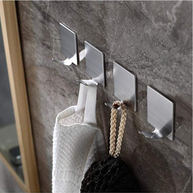 Stainless Steel Adhesive Wall Coat Hanger Hook Bathroom Towel Robe Hook Shower Hook
