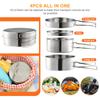 Outdoor Stainless-Steel Camping Cookware Set Hiking Backpacking Cooking Picnic Bowl Pot Set for Hiking, Camping, Picnic