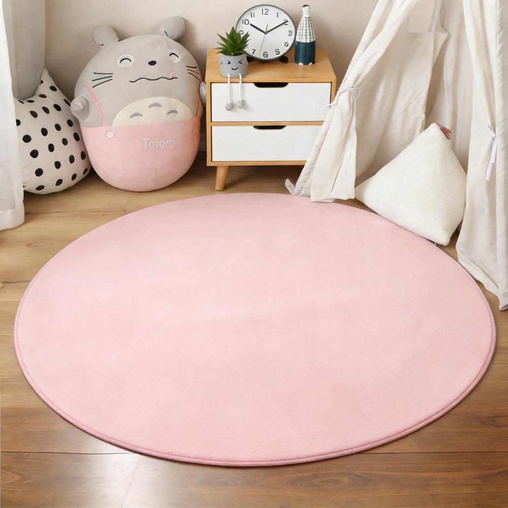 Soft Round Coral Velvet Rug Non Slip Floor Mat for Living Room Bedroom Nursery Cute Home Decor