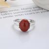 Adjustable Open Ring Women Men With Double Oval Red Agate Gemstone Vintage Chinese Style Statement Jewelry