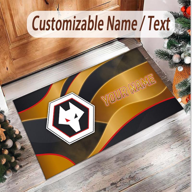 Personalized Crystal Velvet Carpet Wolverhampton Wanderers Football Pattern Non Slip Floor Rug