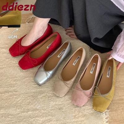 Мода 2025 Новая мода Неглубокие женские балетки Женская обувь С бантом-бабочкой Женские балетки Обувь с увеличением высоты