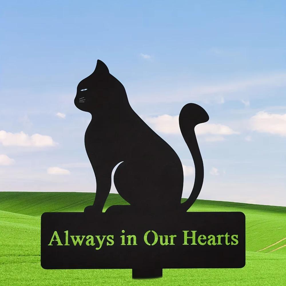 Cat Metal Grave Marker - Heartfelt Memorial Stake for Cemetery Decor, Sympathy, Funeral, Easter, Pet Tribute, and Yard Display