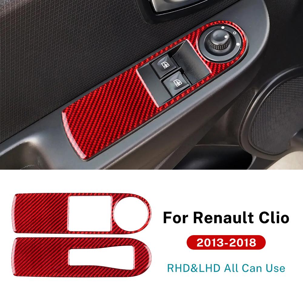 Real Soft Carbon Fiber Sticker For Renault Clio 4 2013 2014 2015 2016 2017 2018 LHD RHD Car Front Window Button Inner Outer Trim