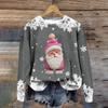 Women's Fashion Christmas Printed Long Sleeve Loose Round Neck Sweatshirt Top