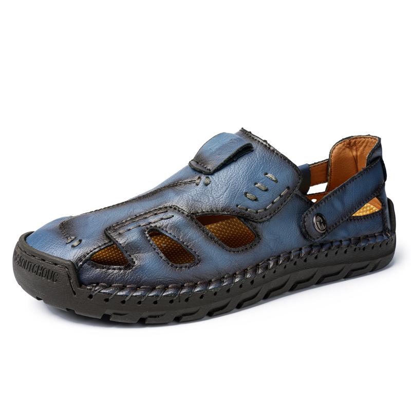 Мода 2025 Мужские кожаные сандалии Летняя мужская обувь Пляжные сандалии Мужские Удобные Повседневные кроссовки для улицы Классическая мужская обувь Размер 38-46