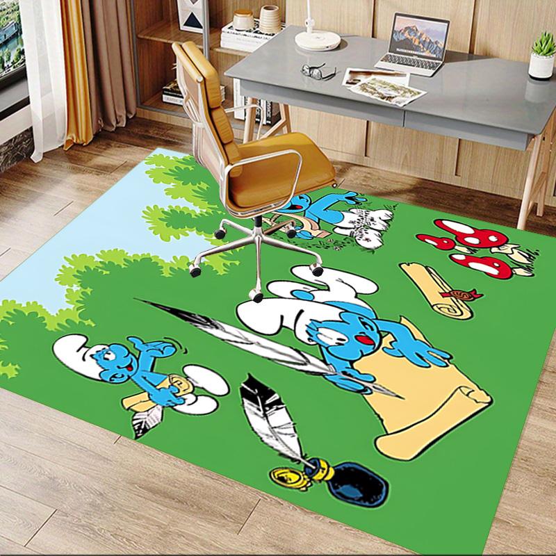 1pc Smurfs Forest Carpet for Playroom Bedroom Living Room Sofa Home Decor,kids Game Area Rug Non-slip Floor Mat Y72398