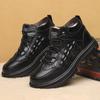 Мужские ботинки с крокодиловым узором зима 2025 новые хлопковые ботинки мужские кожаные на шнуровке бархатные теплые повседневные кожаные ботинки хайтопы
