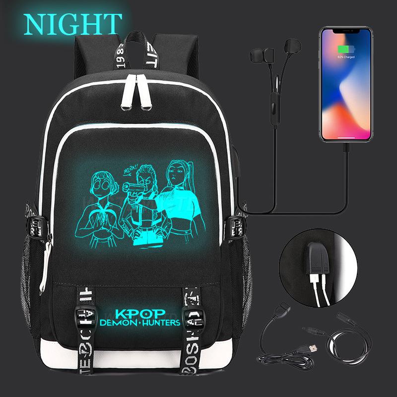 Animation Cartoon Peripheral Casual Luminous Backpack Multi-Function With Usb Schoolbag Large Capacity