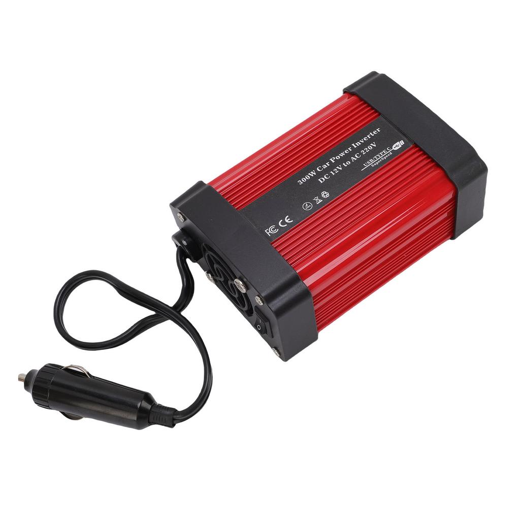 Автомобильный инвертор 300 Вт DC12V в AC220V Преобразователь мощности с интерфейсом быстрой зарядки PD 24 Вт QC 24 В для