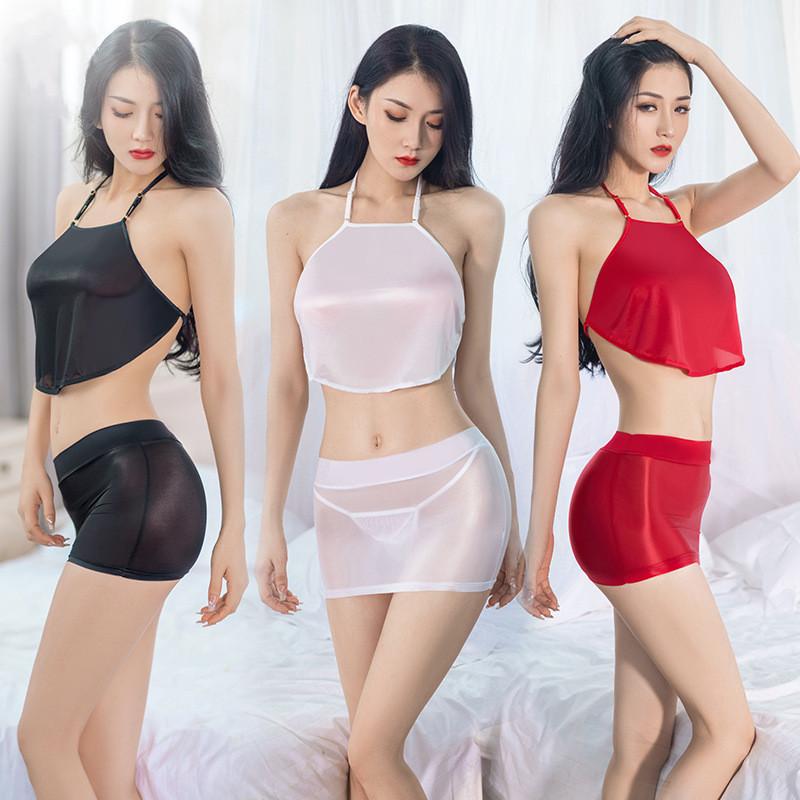 Сексуальный комплект нижнего белья Эротическая глянцевая мини-юбка Пояс на животе Сексуальное порно боди Привлекательный ретро стиль Подвязки Ультратонкий секс-набор