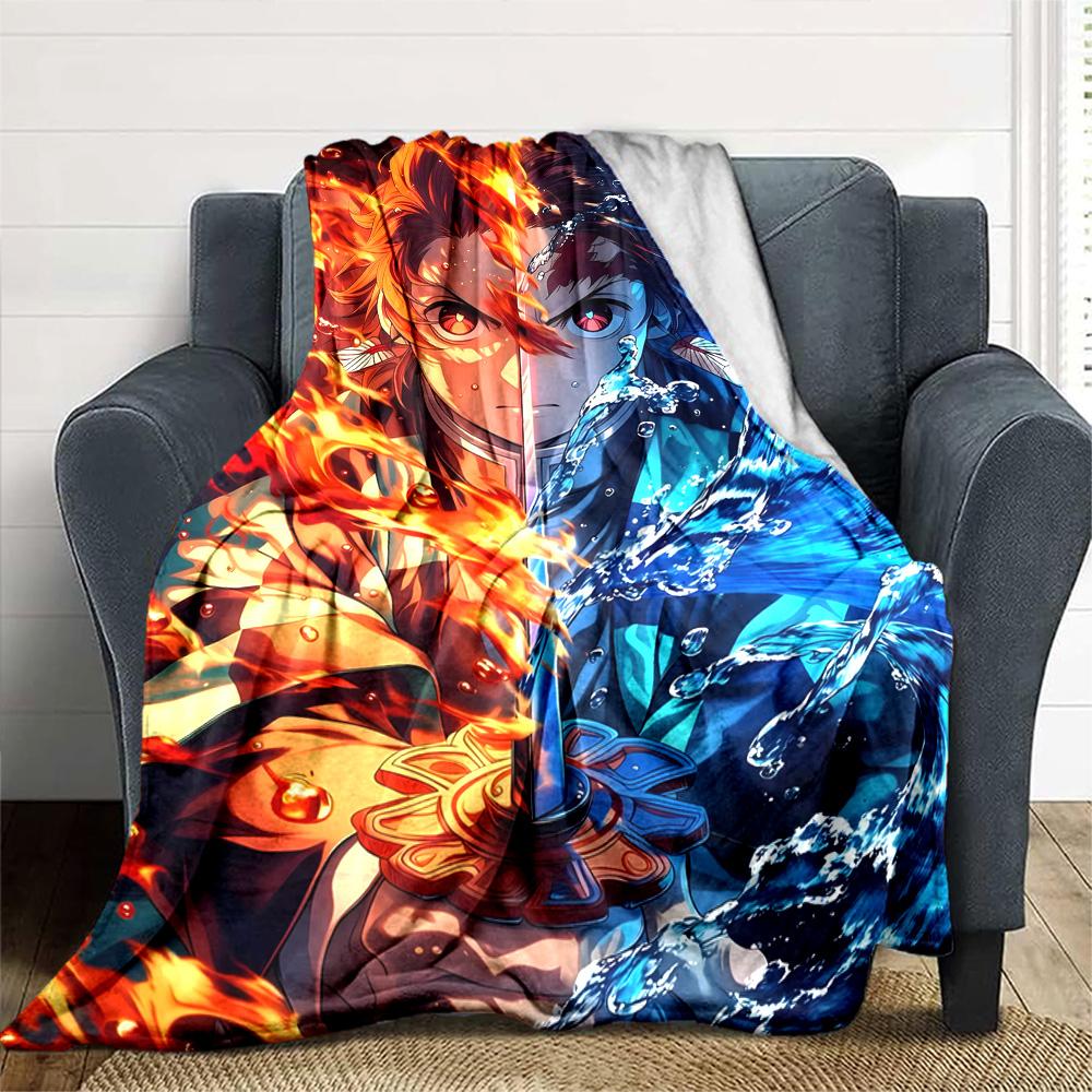 1pc Kamado Tanjiro Blanket, Gift, for Men and Women, Soft Blanket, Good for Sofa Bed Couch Travel, Lightweight Flannel Blanket