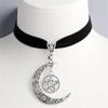 Gothic Pentagram Hollowed Out Moon Star Pendant Necklce Simple Female Choker Clavicle Chain Accessories Charm Jewelry Gift