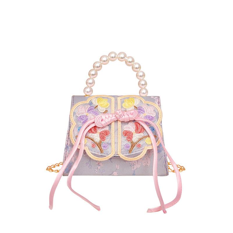 Style Chinese Embroidery Kids Trendy Bag Pu Material Fun Pattern Outings Summer