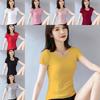 T Shirt For Women Casual Short Sleeve Cotton Splicing Top For Spring Wear