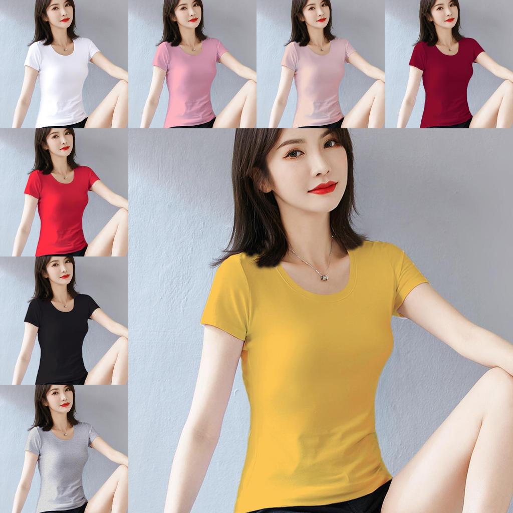 T Shirt For Women Casual Short Sleeve Cotton Splicing Top For Spring Wear