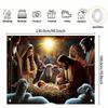A 1-piece Christmas manger scene banner - made of polyester material suitable for hanging as a wall decorationzyc