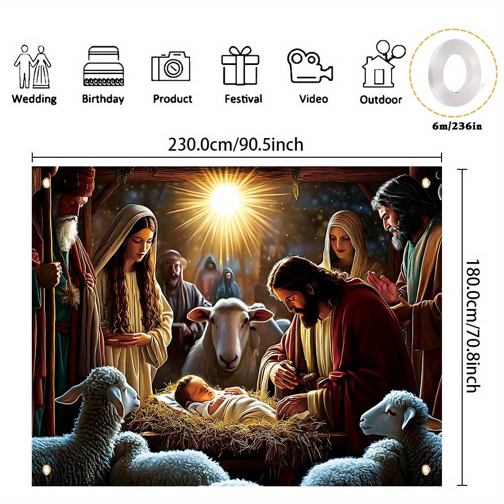 A 1-piece Christmas manger scene banner - made of polyester material suitable for hanging as a wall decorationzyc