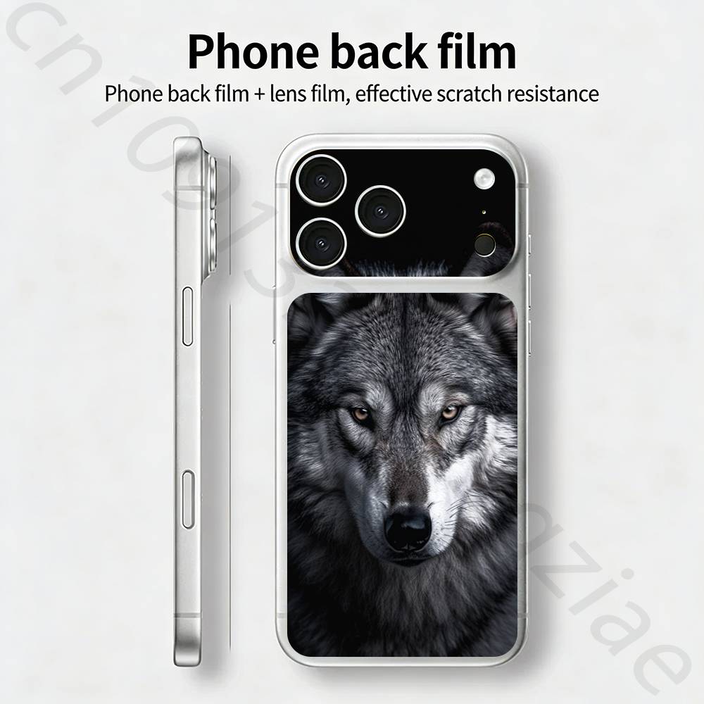 Волк для iPhone 17 pro Max /17 pro Полное покрытие Наклейка Skin Wrap 3D Цветная Задняя Защитная Пленка-Наклейка