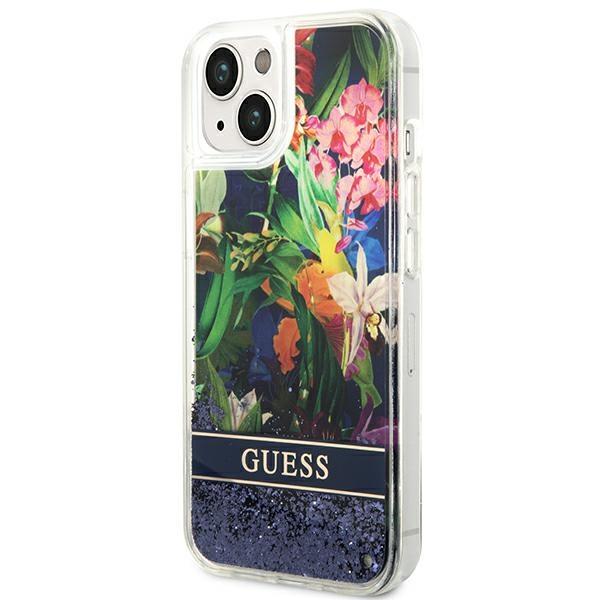 Guess Guhcp14Mlflsb Iphone 14 Plus / 15 Plus 6.7 Niebieski/Blue Hardcase Flower Liquid Glitter