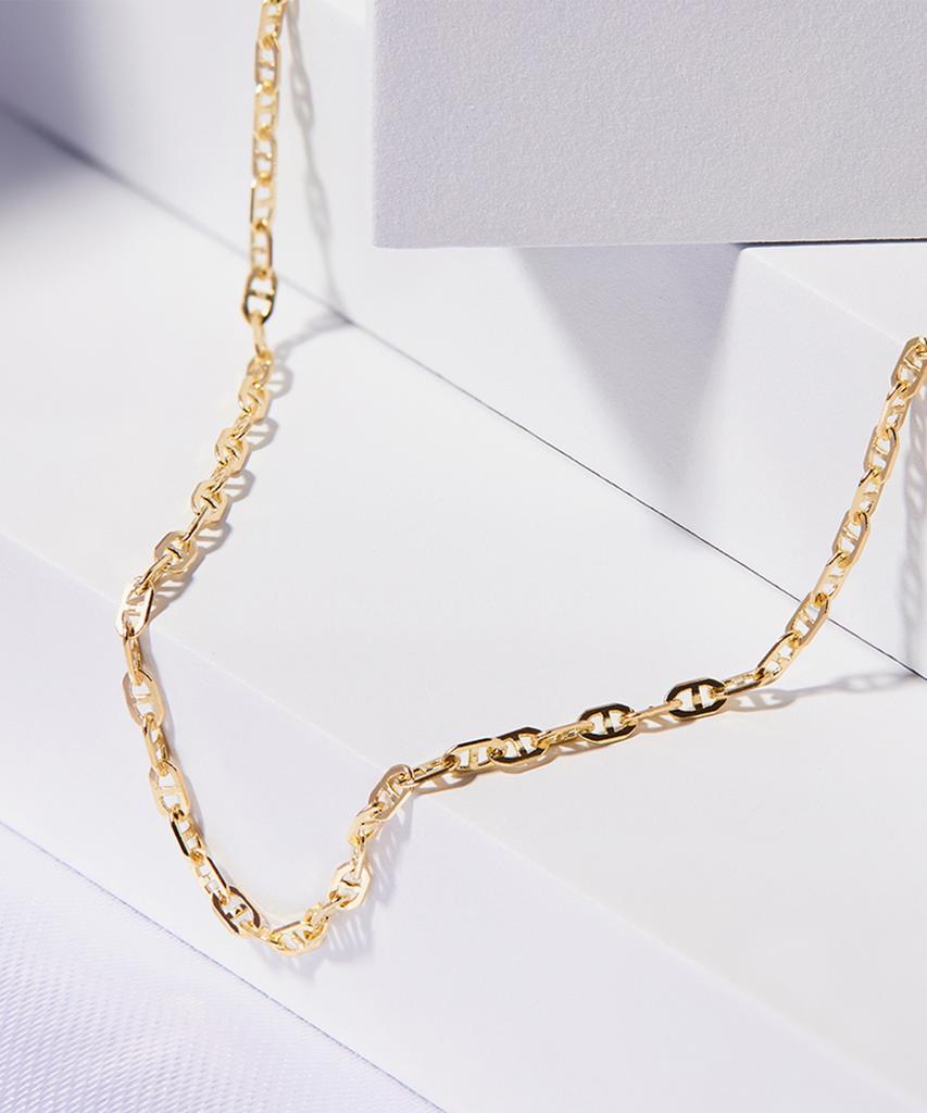 Helene Jewelry 14K 18K Square Ladder Chain Gold Necklace (Type A)