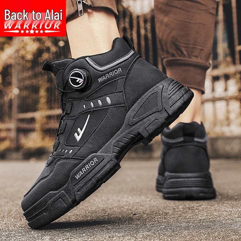 Men's Winter Leather and Fur Martin Boots - Warm, Thick, Velvet-Lined Snow and Workwear Boots for Labor Protection