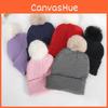 Plush Color Solid Ball Knitted Cap Breathable For Fall Season Fashion Gift