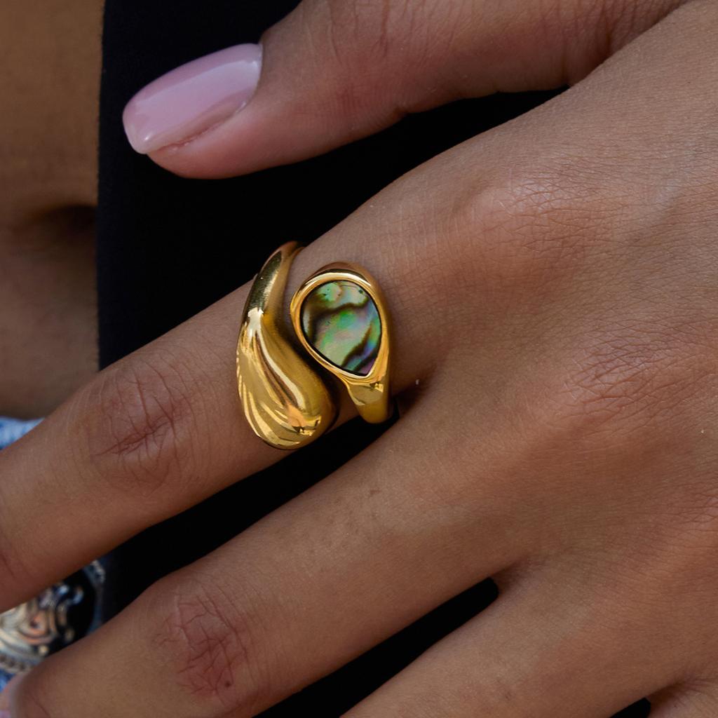 Yori 678# Кольцо-капля из ракушки, литое, для женщин, с покрытием PVD 18K, гипоаллергенное, ювелирный подарок, новое