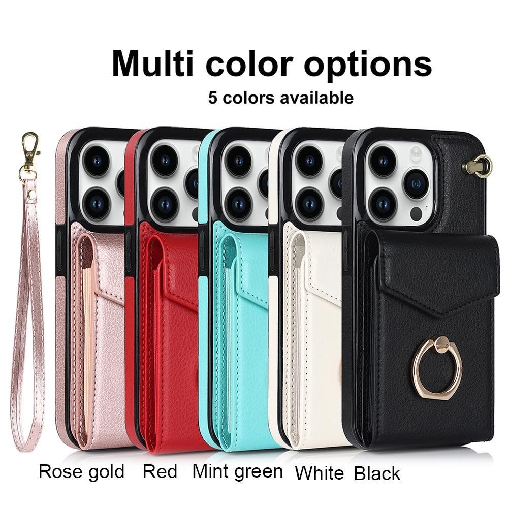 Роскошная сумка для карточек, кошелек с кольцом, кожаный чехол для iPhone 15, 14, 13, 12, 11 Pro Max xs max xr x/Samsung S23 S22 S21 Ultra Plus A14 A13 A12 A53 A54 A52