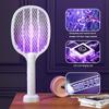 Handheld Electric Fly Swatter 3000V Rechargeable Bug Zapper Racket 2 In 1 Fly Killer and Mosquito Trap Lamp for Indoor Outdoor