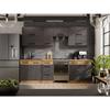 Complete ROCK Kitchen 7 Elements - Lancelot Oak and Matera Gray Decor - L260 X D 52 X H82 Cm - Worktop Not Included