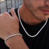 Набор из ожерелья и браслета 5 мм Iced Out Cuban Chain Хип-хоп украшения Унисекс