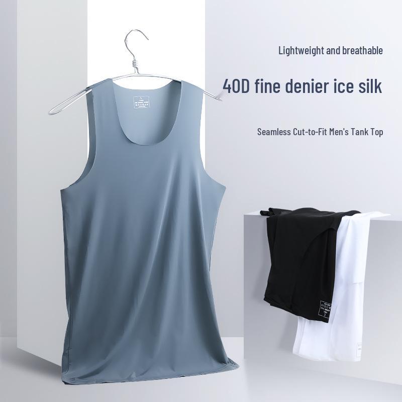 Мужская бесшовная майка-борцовка из ледяного шелка