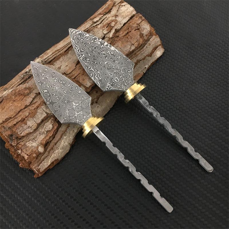 Сделай сам Полуфабрикат Дамасская сталь Узор Нож для пуэра Заготовки Аксессуары для чайной церемонии Пуэр и Темный чай Инструмент для нарезки ножом