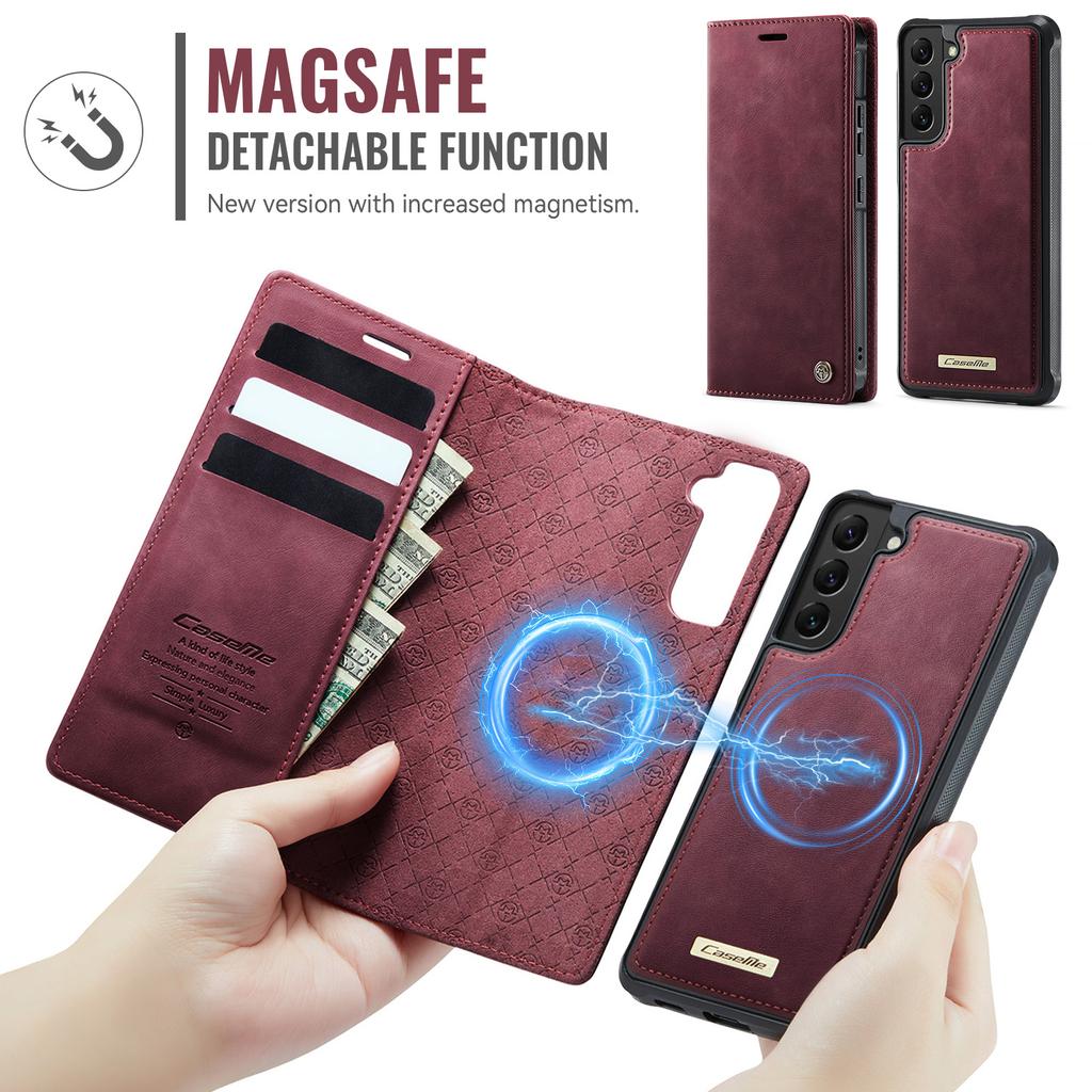 For Samsung Galaxy S22+ 5G Case CASEME C49 Compatible with MagSafe RFID Blocking Detachable Wallet Leather Phone Cover