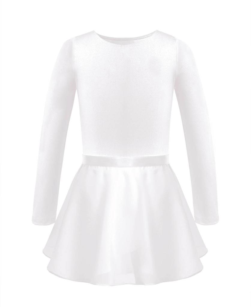 Детский трико с длинными рукавами для девочек и юбкой, танцевальное балетное платье-пачка, танцевальная одежда, гимнастический костюм для соревнований