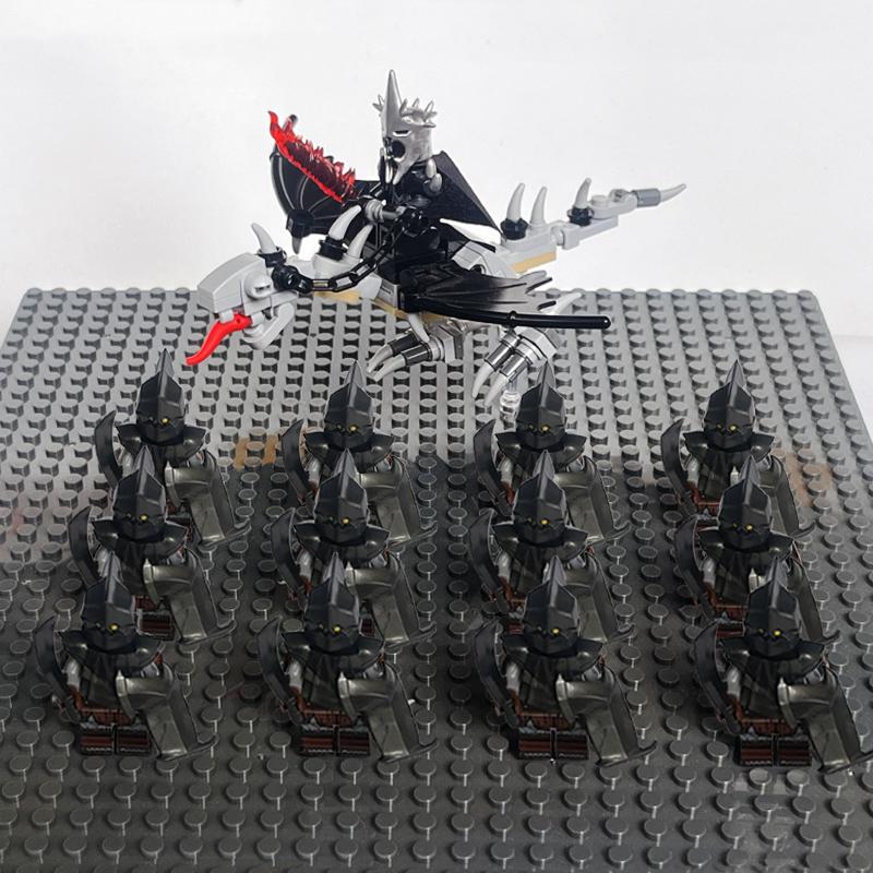 14 шт. MOC Средневековые Гномы Воины Эльфы Рыцари Властелин Колец Урук-хай Орк Солдат Рохана с Фигуркой Короля-Чародея Лидера Строительные Блоки Игрушки