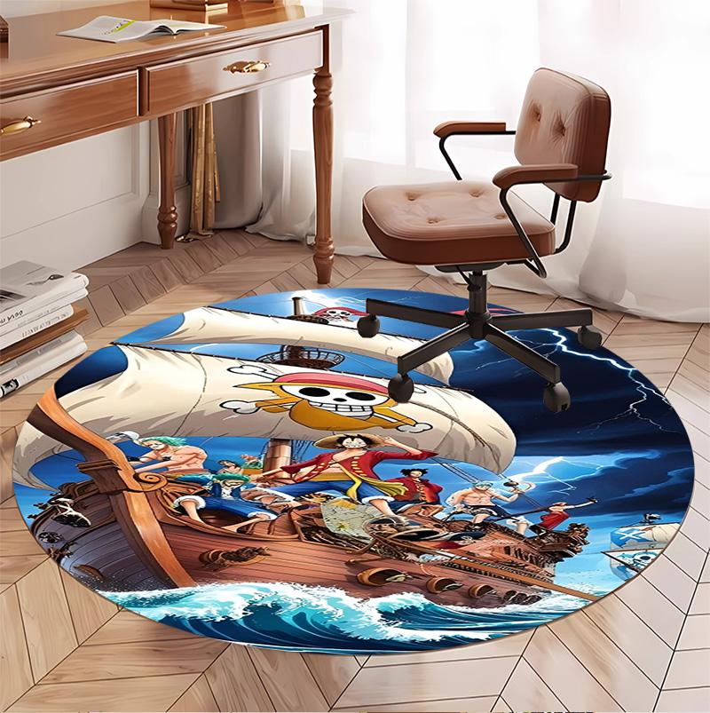 One Piece Pattern Round Rug, Indoor/Outdoor Mat, for Picnic, Gameroom, Bedroom, Office, Living Room, Home Decor Carpet, Birthday Gift